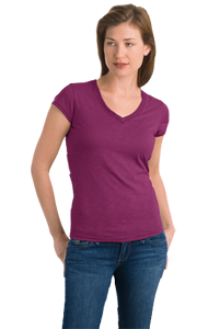 District Threads® - Junior Ladies Slub V-Neck Tee DT240
